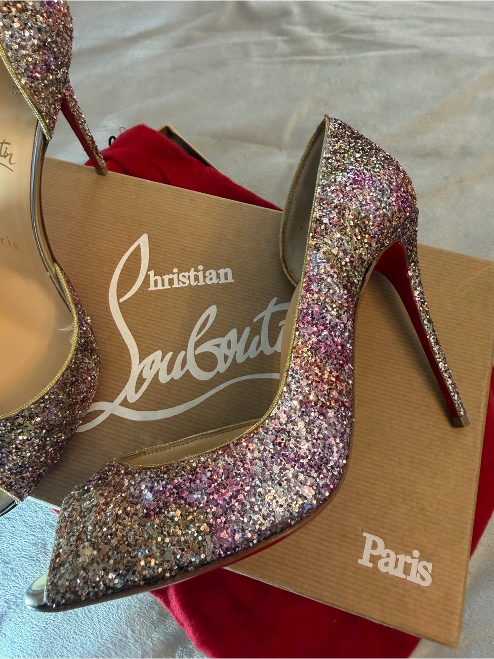 Christian Louboutin Multicolor Glitter Iriza Pointed-Toe Pumps
